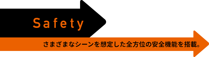 Safety　さまざまなシーンを想定した全方位の安全機能を搭載。